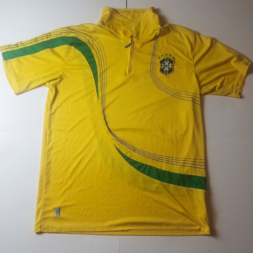CBF Brazil Yellow And Green Soccer Jersey Polo